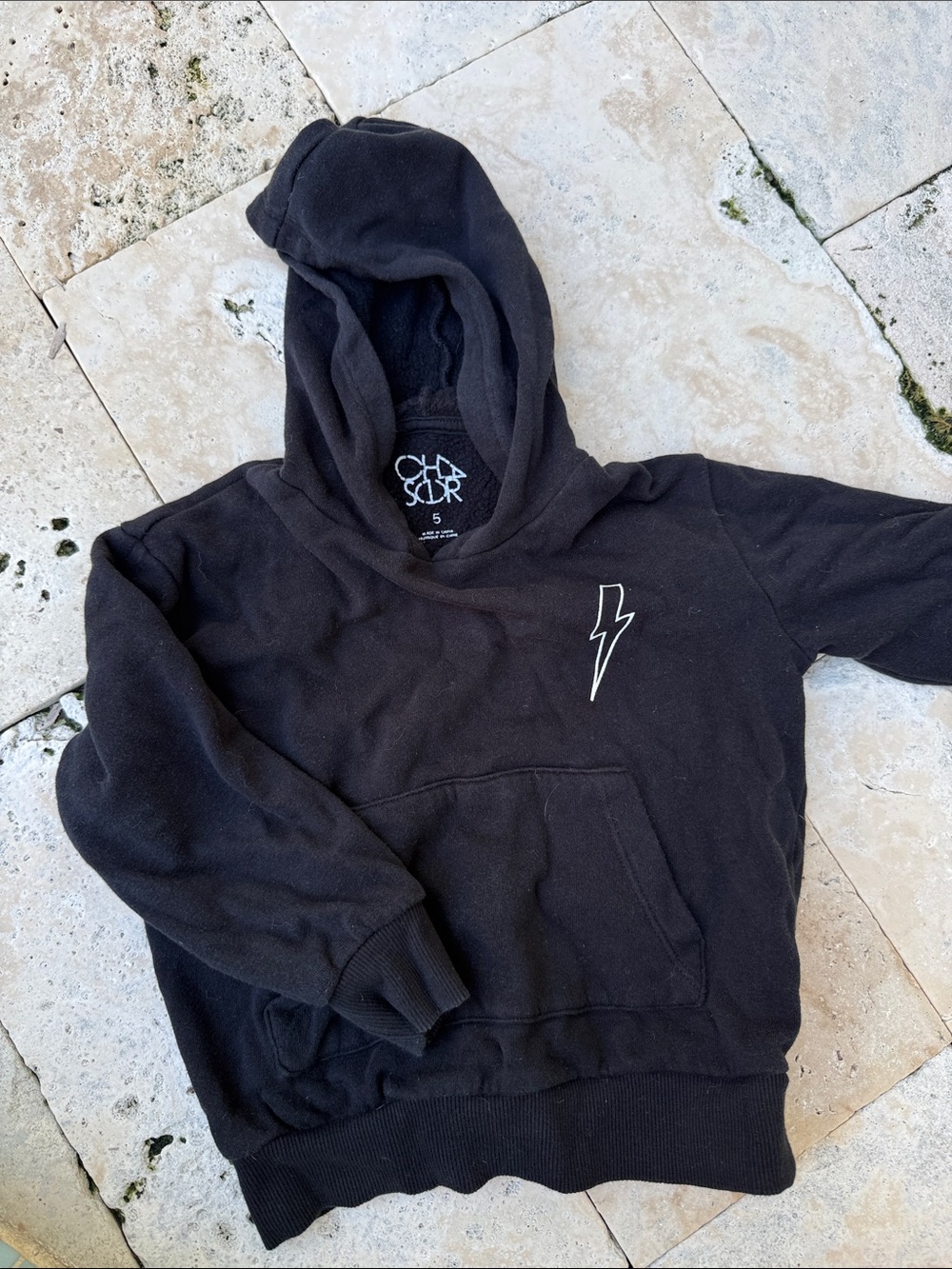 Chaser Black Hoodie with White Lightning Bolt